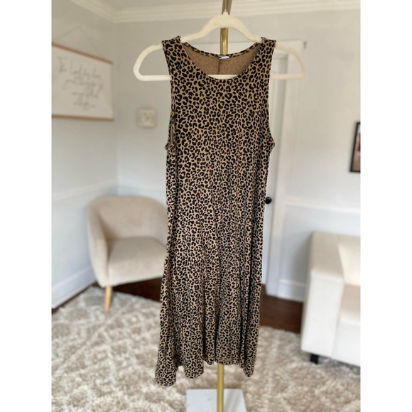 Old Navy Tank Midi Dress Cheetah Leopard Animal Print Spring Summer Y2K Boho S - Picture 2 of 4